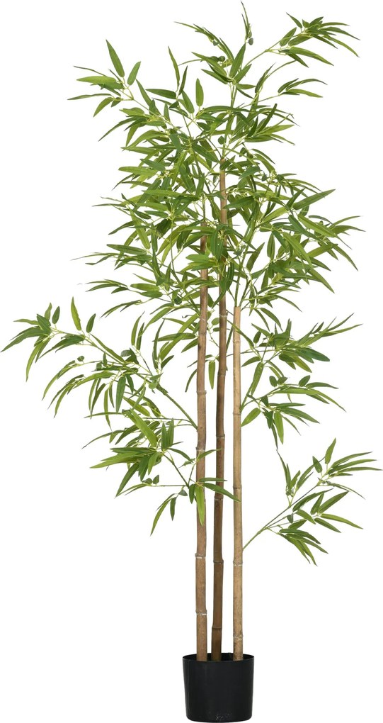 HOMCOM Umelý Bambus Veľký 180 cm, Umelé Rastliny v Kvetináči, Živý Bambus s Umelým Machom do Obývačky, Spálne, Kancelárie, Záhrady, Darček | Aosom