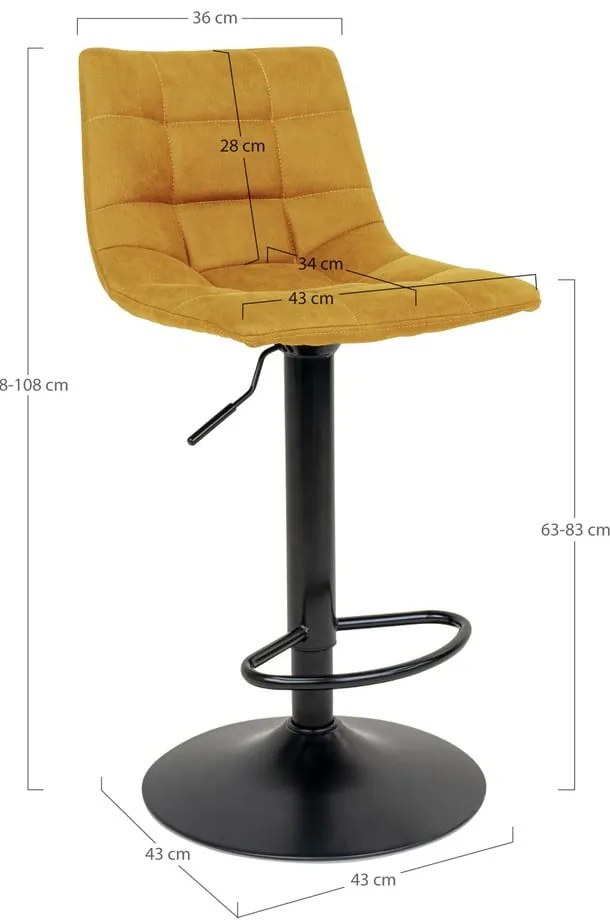 Žlté barové stoličky v súprave 2 ks 88 cm Middelfart – House Nordic