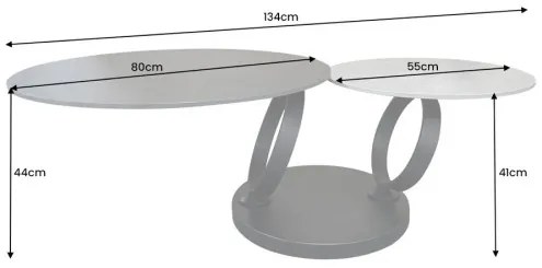 Konferenčný stôl otočný 44316 Rings 80-135x80cm Ceramik  - Komfort-nábytok