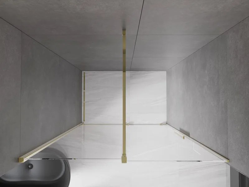 Mexen Velar, posuvné dvere do otvoru 150x200 cm, 8mm číre sklo, zlatá lesklá, 871-150-000-01-50