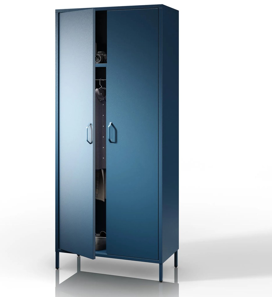 Šatníková skriňa FLAVIO, 800 x 1850 x 450 mm, Modern: tmavomodrá farba
