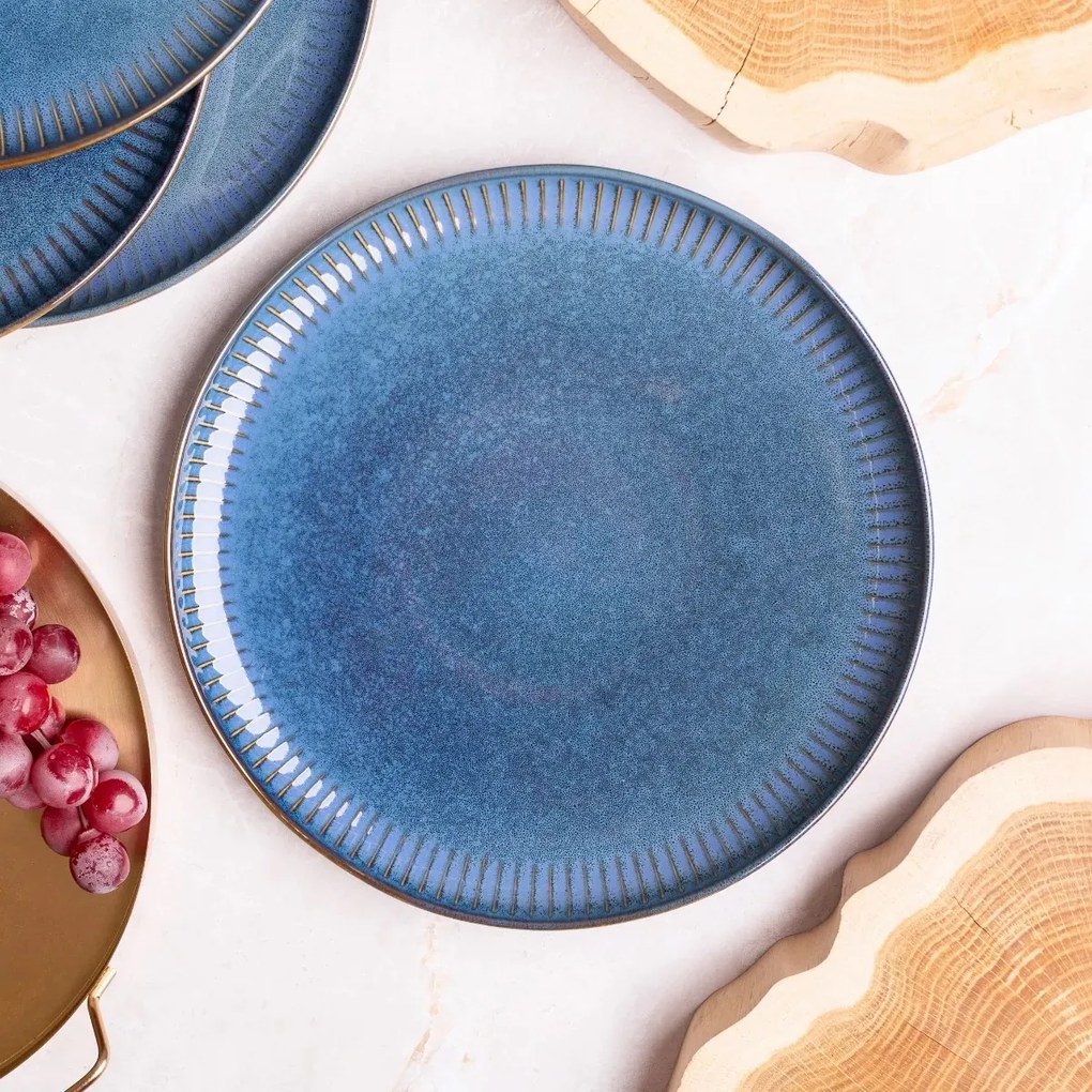 Altom Porcelánový plytký tanier Reactive Stripes modrá, 26 cm