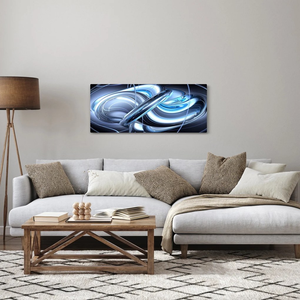 Obraz modrej abstrakcie (120x50 cm)