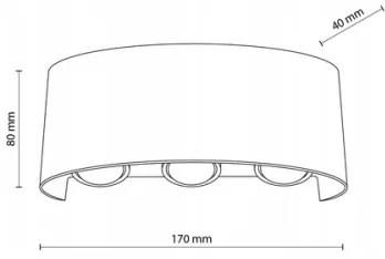 LED Vonkajšie nástenné svietidlo ARROW 6xLED/1W/230V IP54 čierna