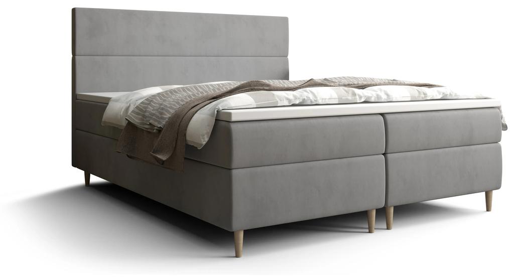 Manželská posteľ Boxspring 160 cm Flu Comfort (sivá) (s matracom a úložným priestorom). Vlastná spoľahlivá doprava až k Vám domov. 1055934