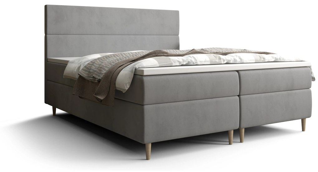 Manželská posteľ Boxspring 180 cm Flu Comfort (sivá) (s matracom a úložným priestorom). Vlastná spoľahlivá doprava až k Vám domov. 1055946