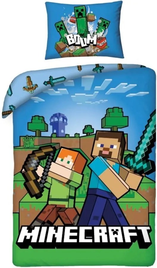 Bavlnené posteľné obliečky Svet Minecraft