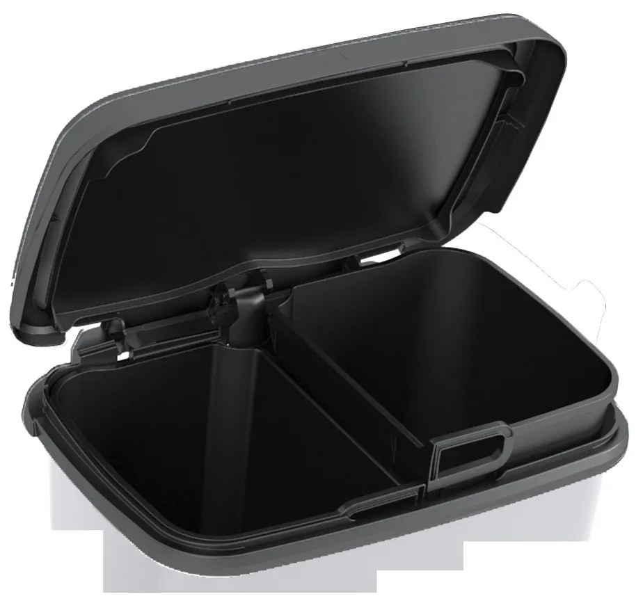 Curver Kôš na odpad Compatto Style Steel rec. 20 + 20L, strieborný