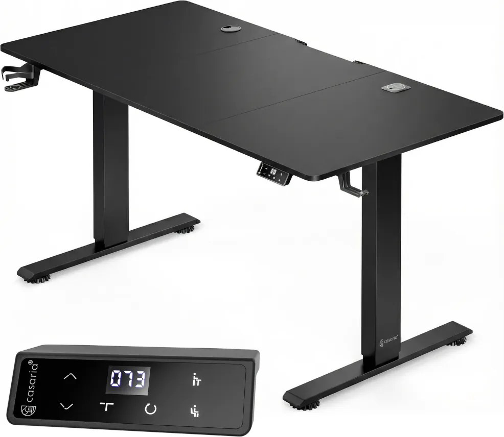 Výškovo nastaviteľný kancelársky stôl FLEXI, 160x75x72-117cm, čierna Casaria
