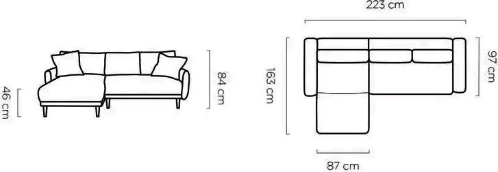 Rohová sedačka Soho, svetlo šedá strukturovaná látka, ľavý roh