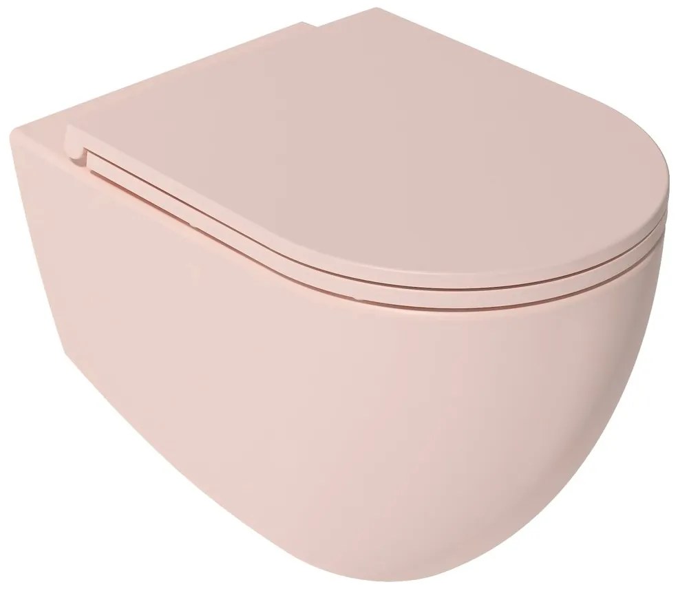 Isvea Isvea, INFINITY závesná WC misa, Rimless, 36,5x53cm, ružová Salmon, 10NF02004-2S