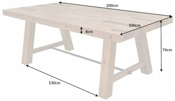 Jedálenský stôl Finca 200cm Pinie 80mm prírodný