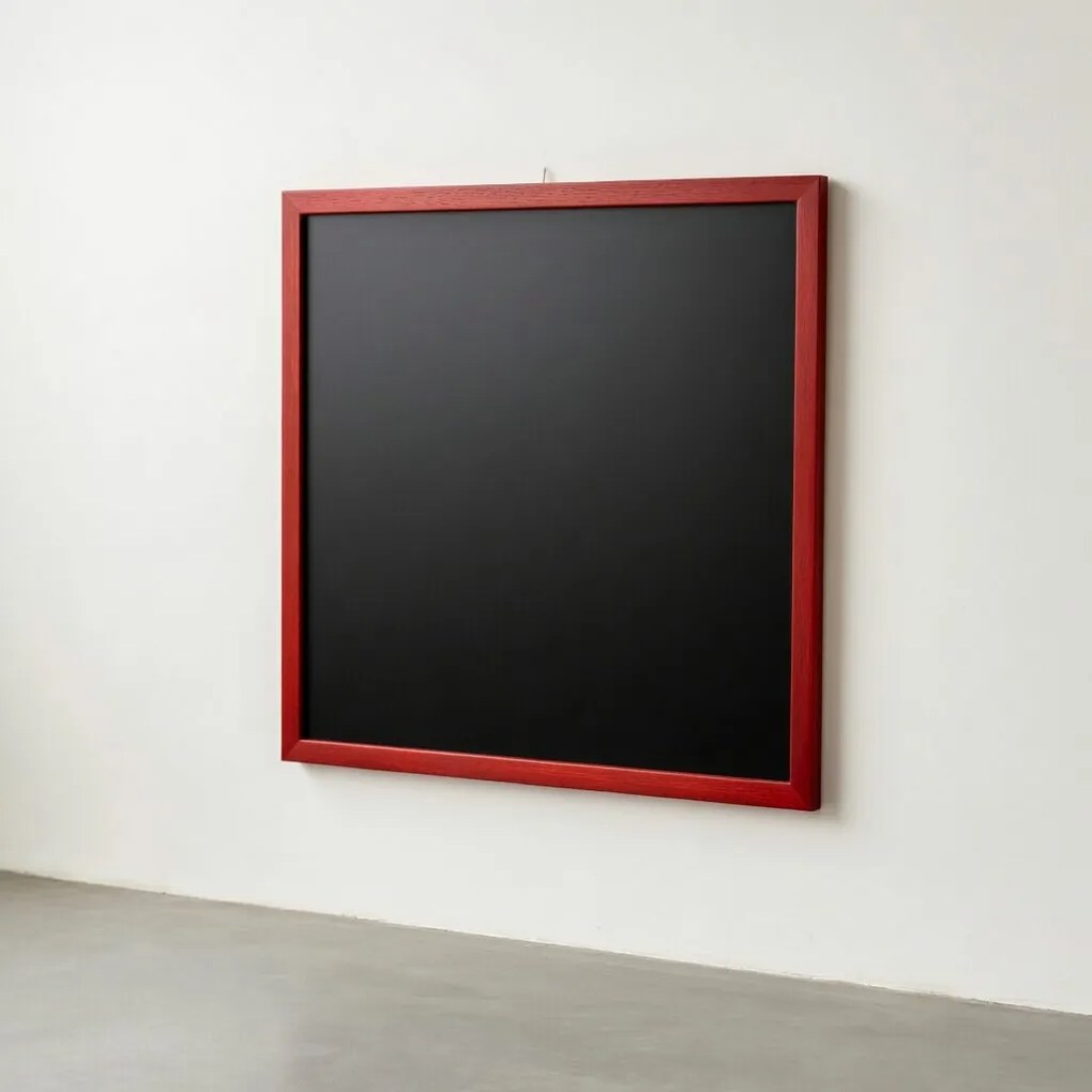 Toptabule.sk  Čierna kriedová tabuľa v červenom drevenom ráme COLOR 60x120 cm