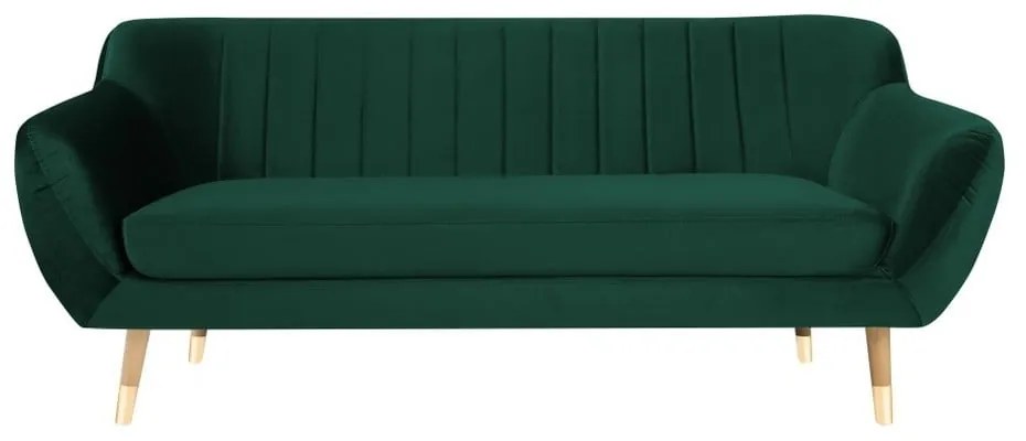 Tmavozelená zamatová pohovka Mazzini Sofas Benito, 188 cm