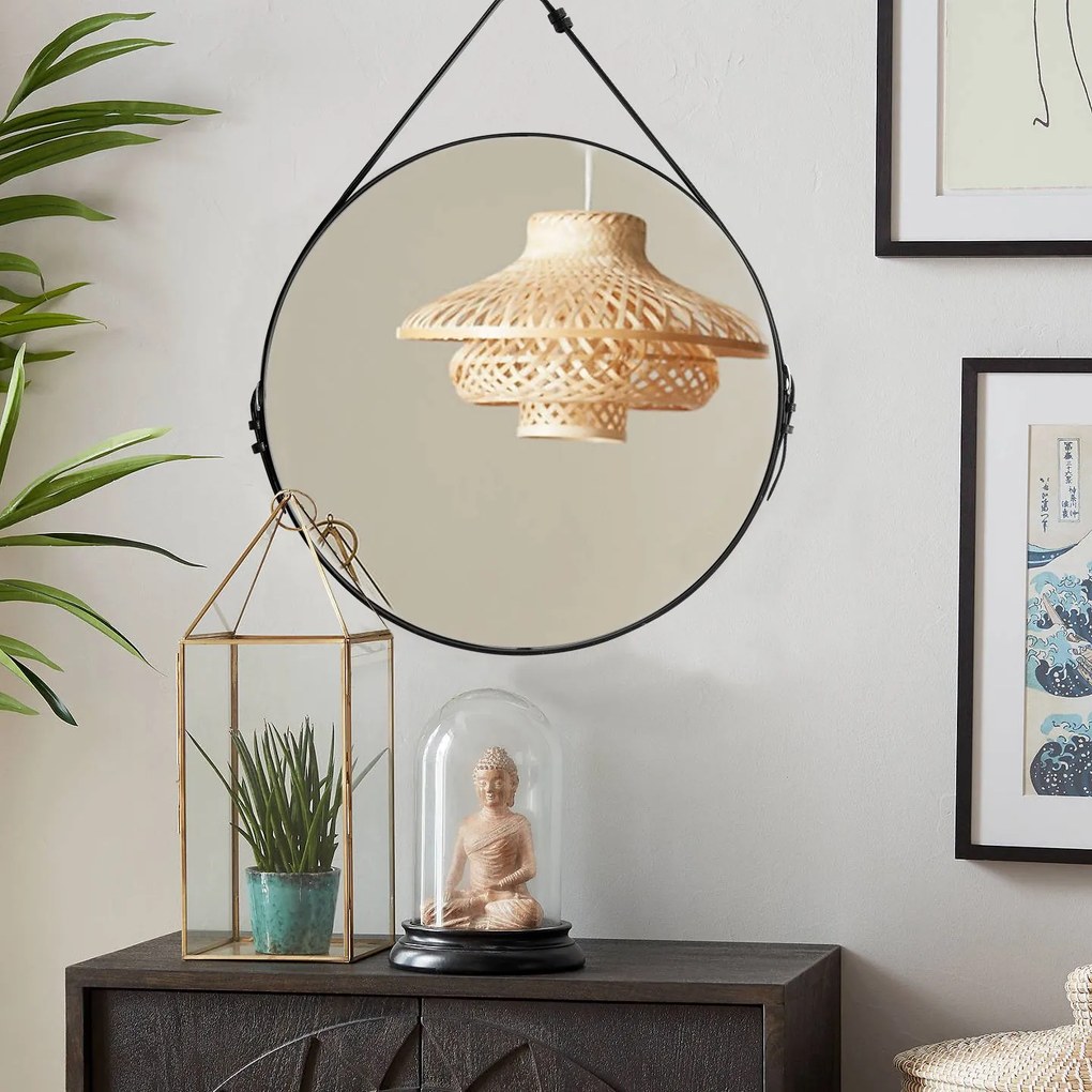 Rea Tutumi okrúhle zrkadlo na pásku 60 cm TPJ-60B, čierna, HOM-09805