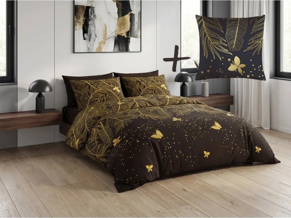 Sada obliečok z mikrovlákna VISATA čierna + obliečka na vankúš 45 x 45 cm ZDARMA