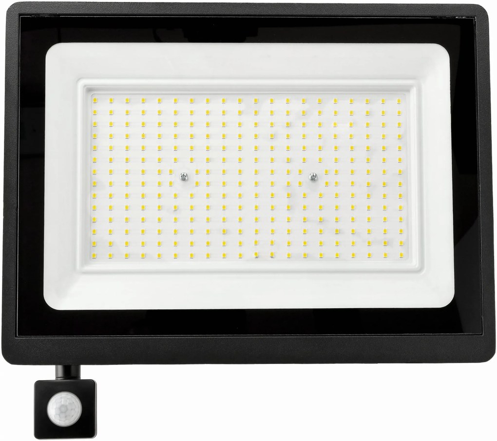 BERGE LED reflektor 200W - senzor pohybu PIR - neutrálna biela