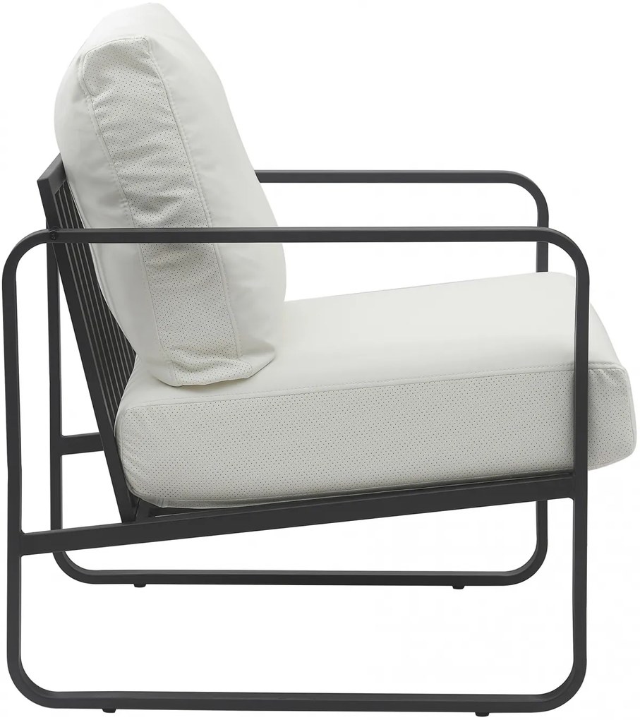 Design-Shop Kreslo Manea - koženka / kov - Biela