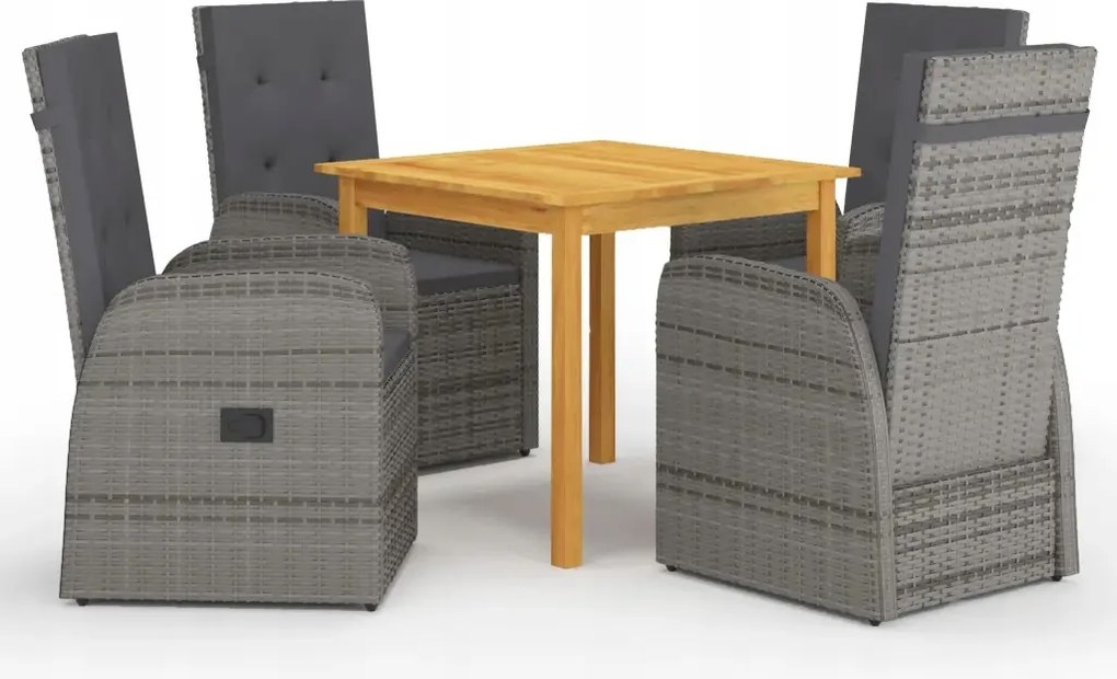 vidaXL 5-dielna záhradná jedálenská súprava sivá