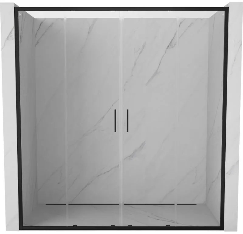 Mexen Exo, 2-krídlové posuvné 190x200 cm, 6mm číre sklo, čierny profil, 8152-190-000-70-00
