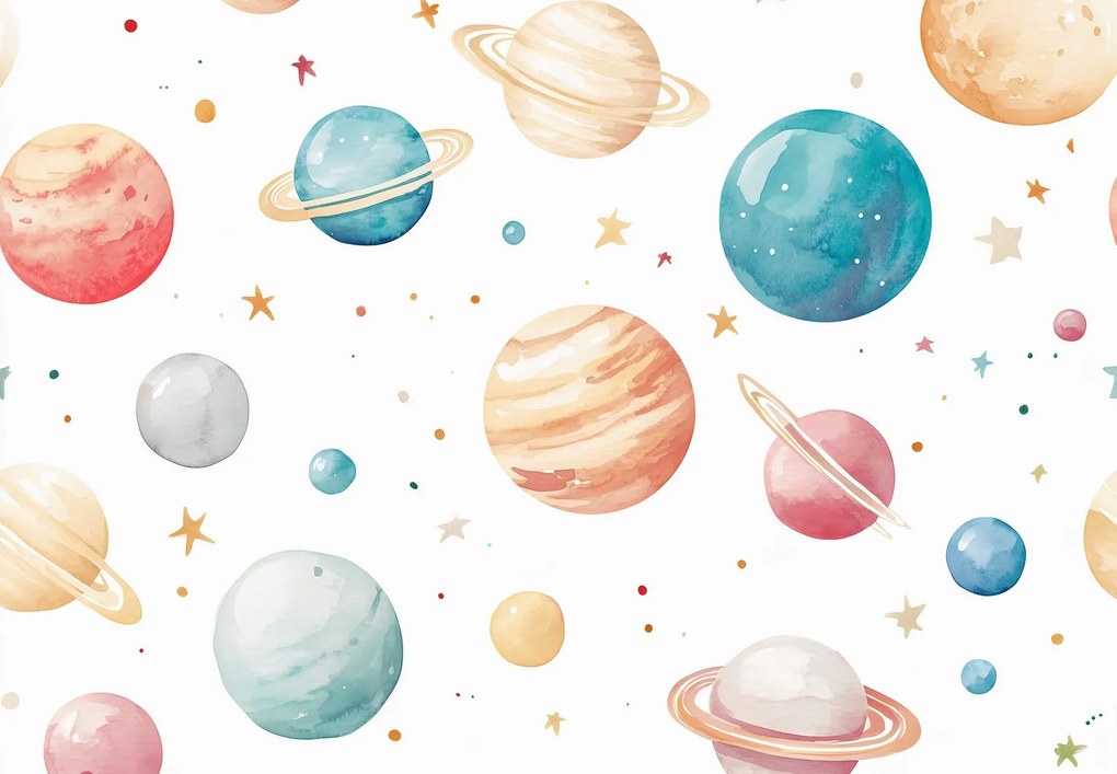 Fototapeta - Farebné planetky (147x102 cm)