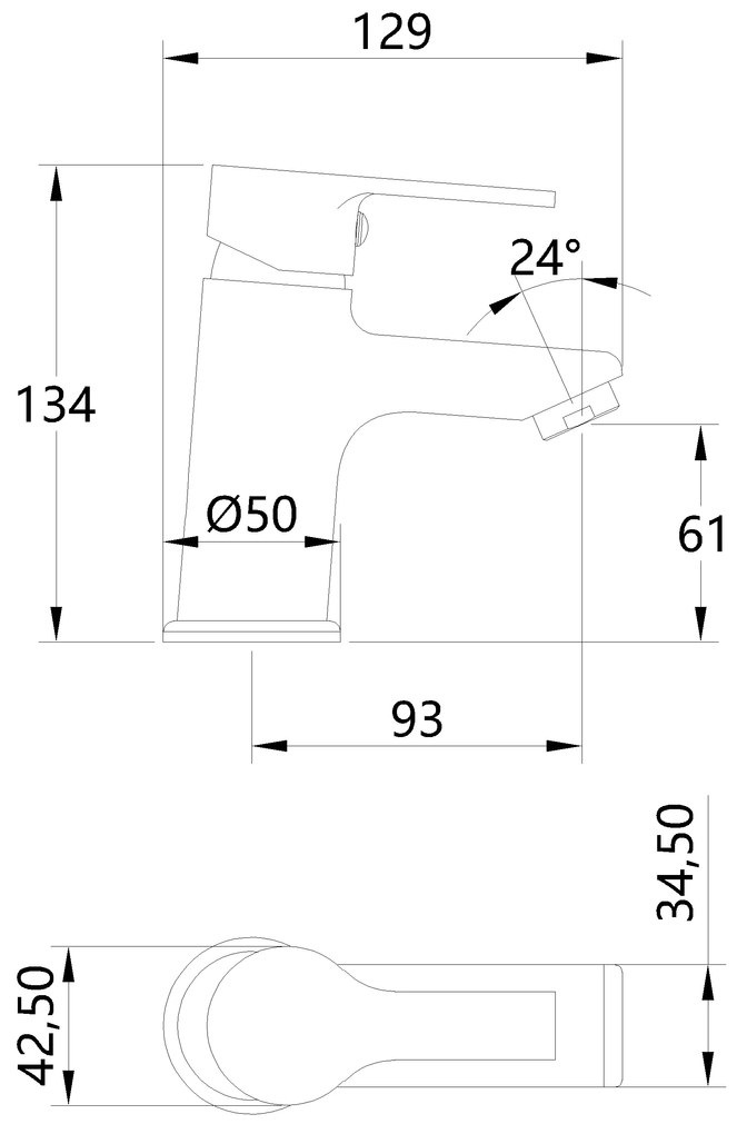 Invena Bralos, umývadlová batéria h-134, chrómová, INV-BU-07-001-A
