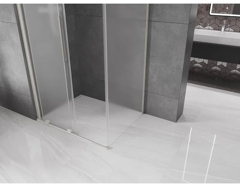 Mexen Velar, sprchový kút s posuvnými dverami 120 x 70 cm, 8mm sklo námraza, brúsená oceľ, 871-120-070-31-97