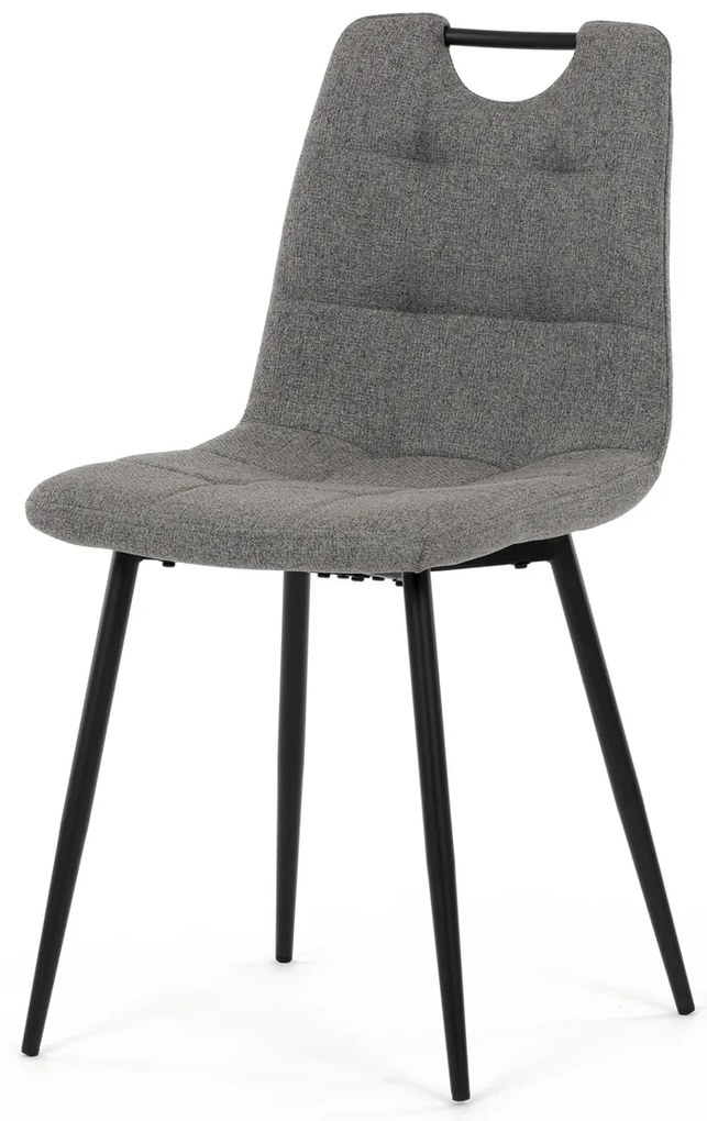 Autronic - Židle jídelní, madlo, snadno čistitelná šedá látka, černý matný lak, kovové nohy - DCL-V2017 GREY2 AKCE