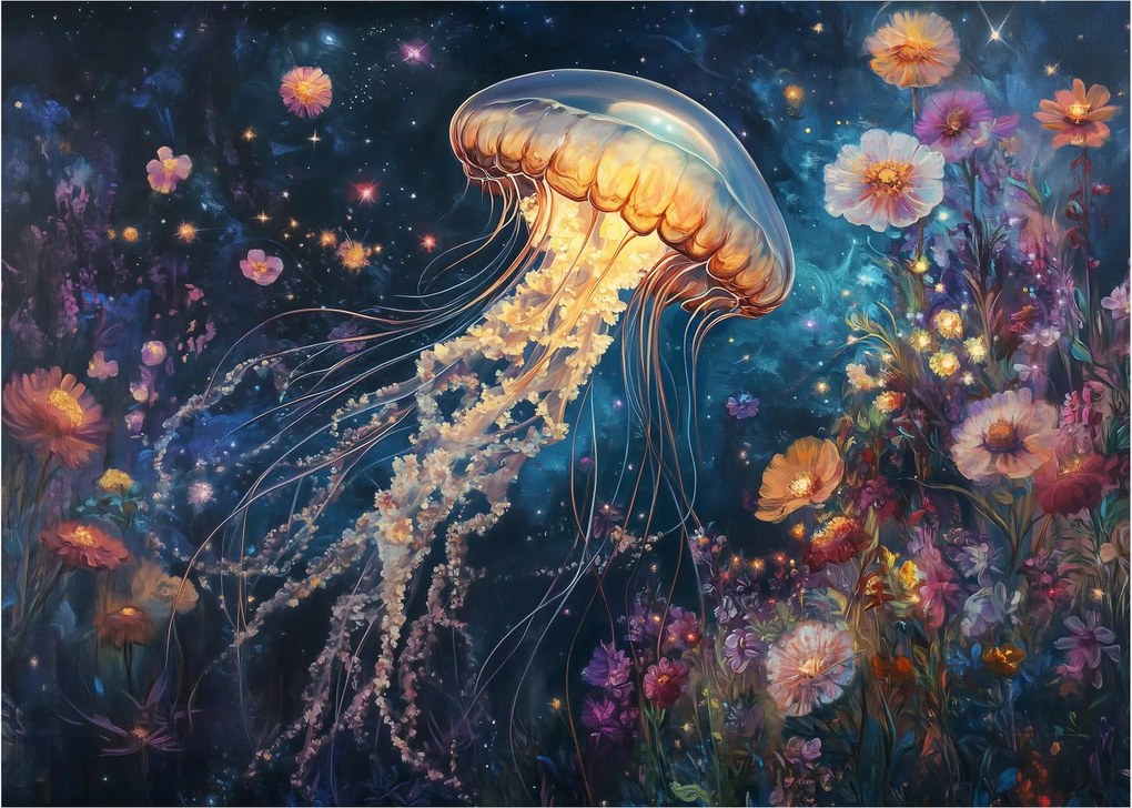Sklenený obraz - Magická medúza (70x50 cm)