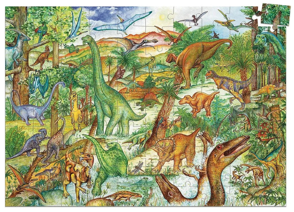 Vyhľadávacie puzzle s plagátom - Dinosaury - 100 ks