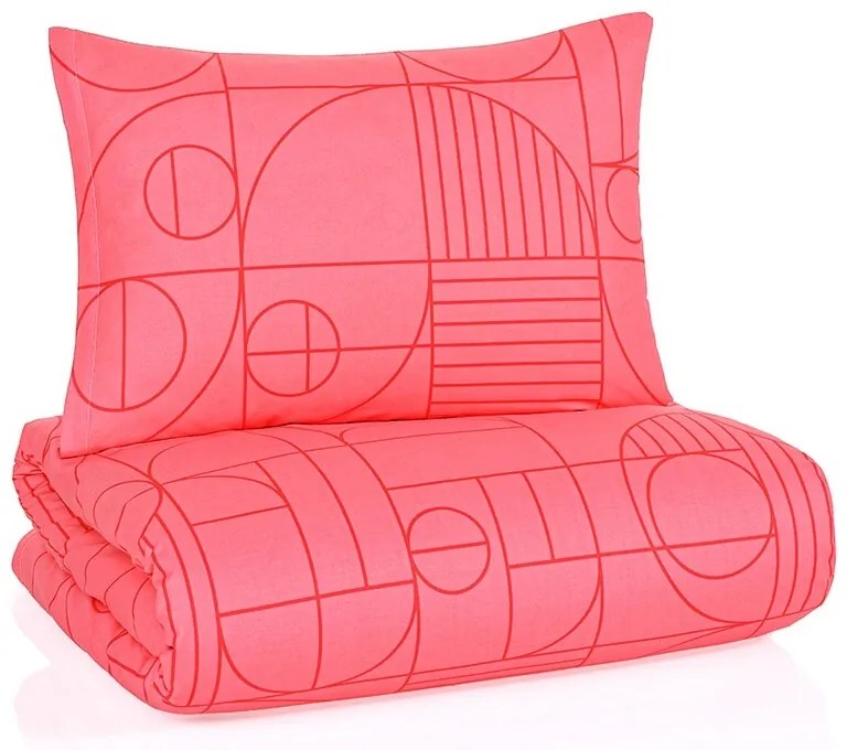 BedTex Bavlnené obliečky Geo Sunset Coral, 220 x200 cm, 2 ks 70 x 90 cm, 220 x 200 cm, 2 ks 70 x 90 cm