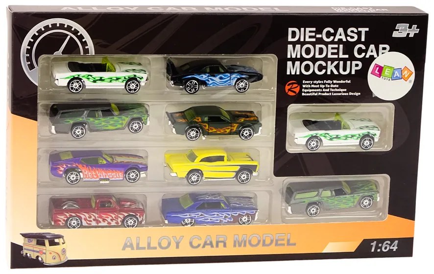 LEAN TOYS Sada kovových autíčok 1:64 - 10 kusov