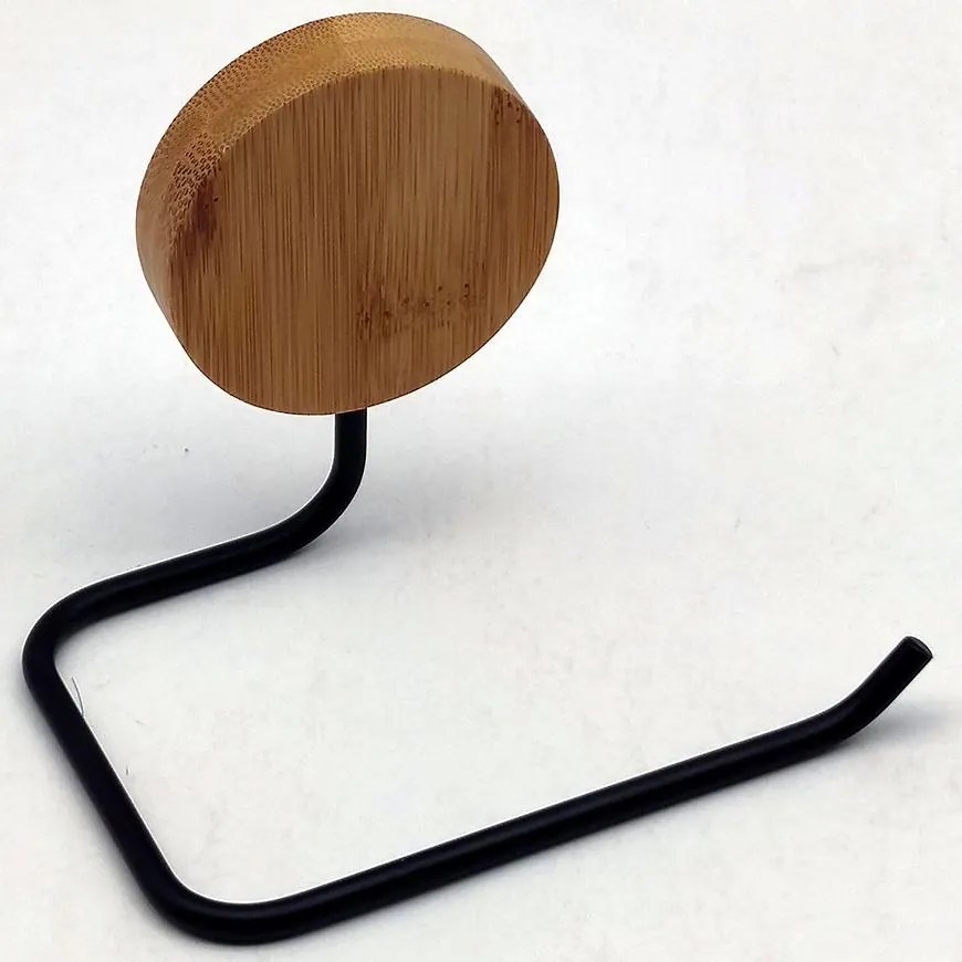 Držiak na toaletný papier, čierno-bambusový