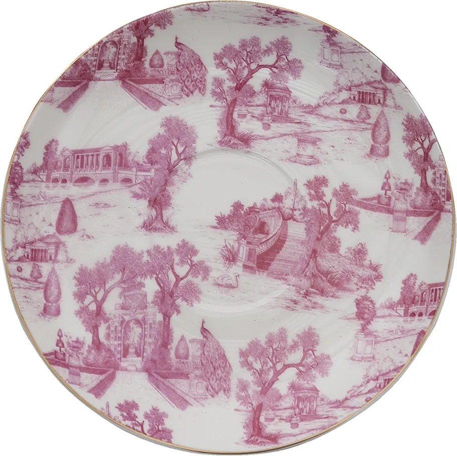 Bielo-ružová porcelánová šálka s tanierikom - Ø 10*6 / Ø 15*2 cm / 250 ml