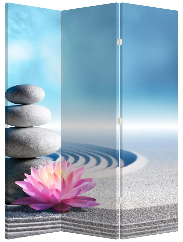 Paraván - Piesok, ľalie a spa kamene (126x170 cm)