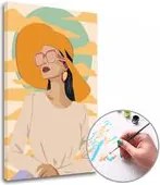 Maľovanie podľa čísel ŽENA V ŽLTOM KLOBÚKU – nízka náročnosť 40x60 cm