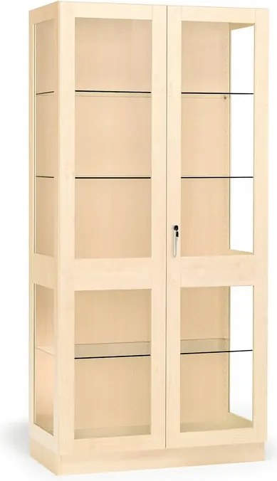 Sklenená vitrína THEO, 1000x500x2100 mm, brezový rám