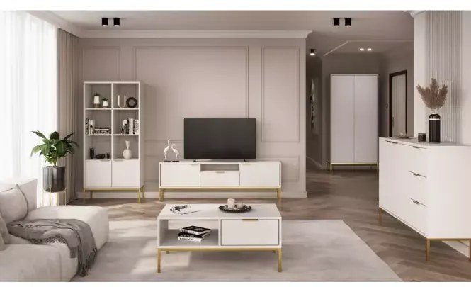 Komoda Austin150 cm biela/zlatá