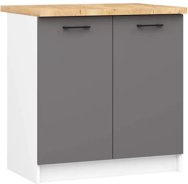 Spodná kuchynská skrinka s doskou OLIWIA S80 biela / grafitová / sivá