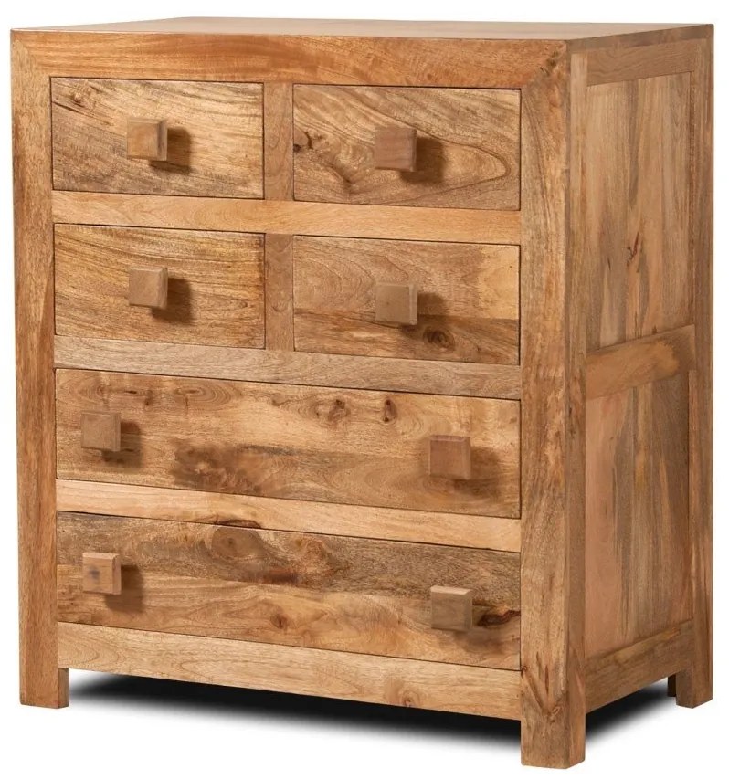 furniture-nabytek.cz - Vysoká komoda se šuplíky z masivu mango 90x120x45