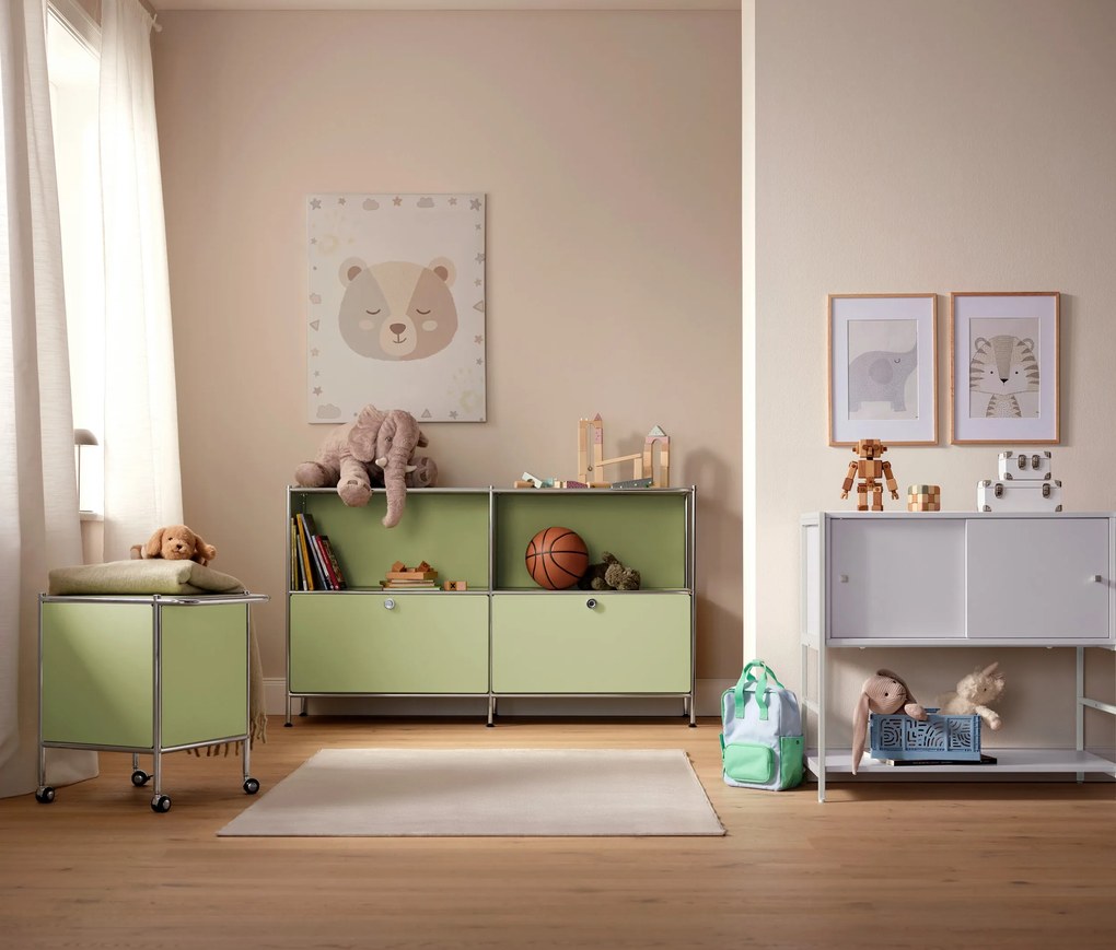 Kovová komoda »CN3 Kids« so 2 zásuvkami, pistáciová