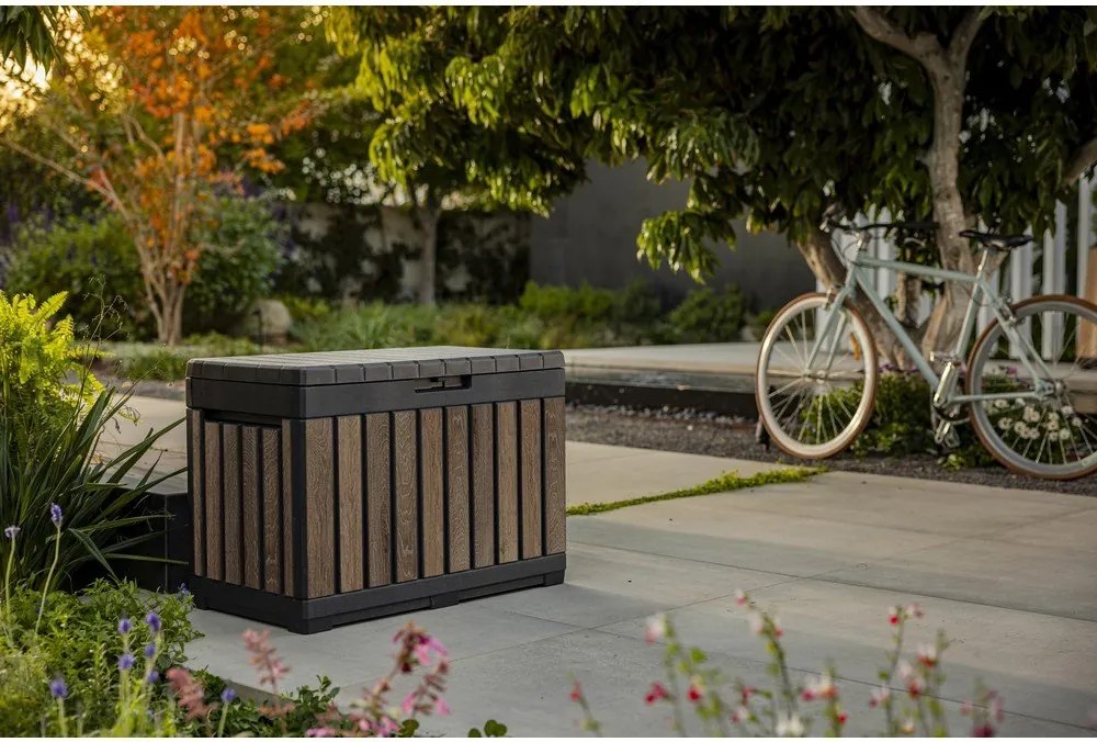 Tmavohnedý plastový záhradný úložný box Deco – Keter