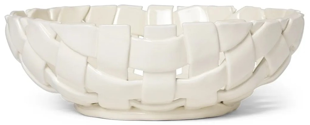 Ferm Living Keramická misa Plait Off-white 30 cm