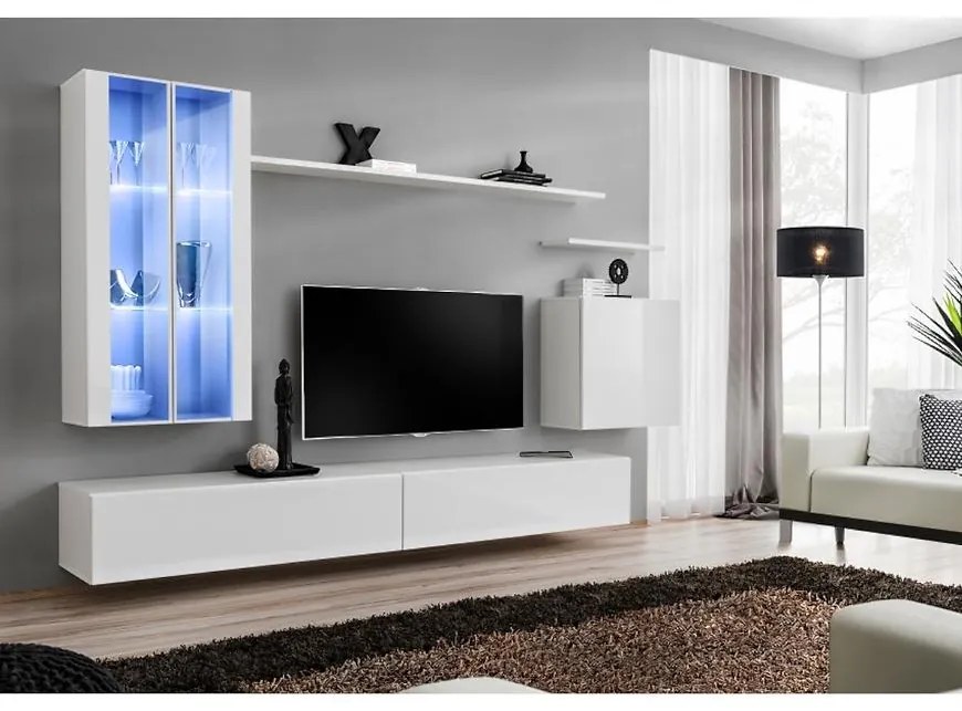 Obývacia stena Switch Sklo +LED XII Biely