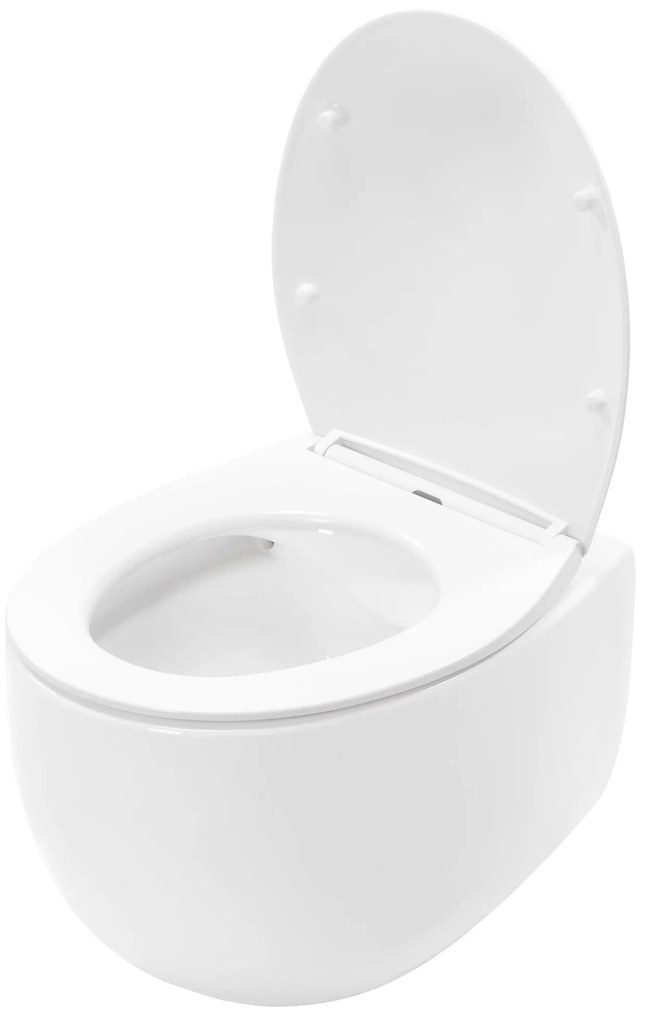 Rea Lars, závesná WC misa Rimless 50x37x29 cm vrátane sedadla s pomalým zatváraním, biela, REA-C9500