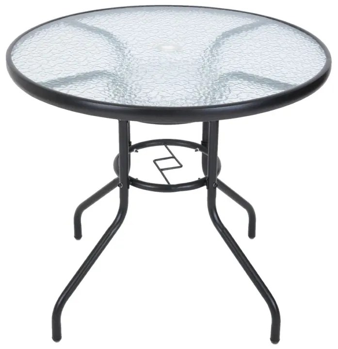 Záhradný stôl ZWMT Ø 80 cm kovový so sklenenou doskou