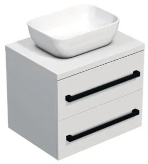 Kúpeľňová skrinka s čiernou úchytkou a krycou doskou SAT Cube Way 60x47,5x46 cm biela lesk CUBE46C1603BI45, 1 ks