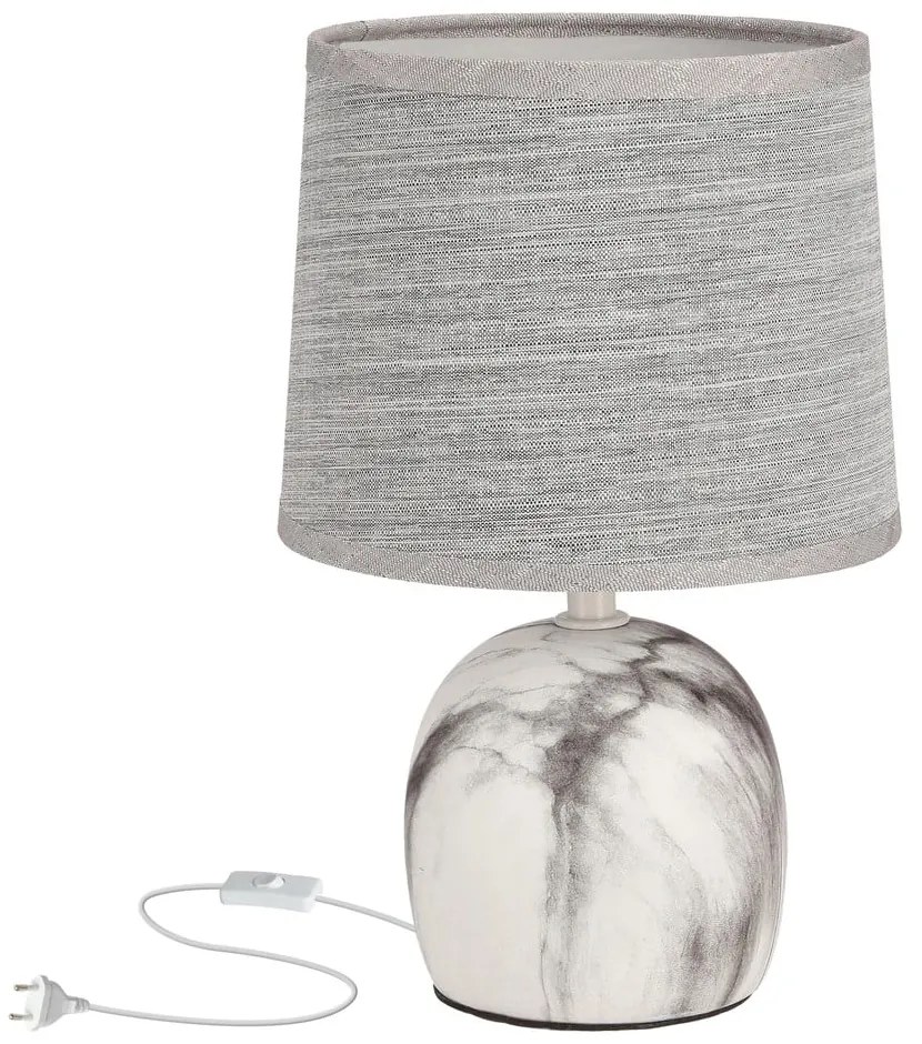Svetlosivá stolová lampa s textilným tienidlom (výška 25 cm) Adelina – Candellux Lighting