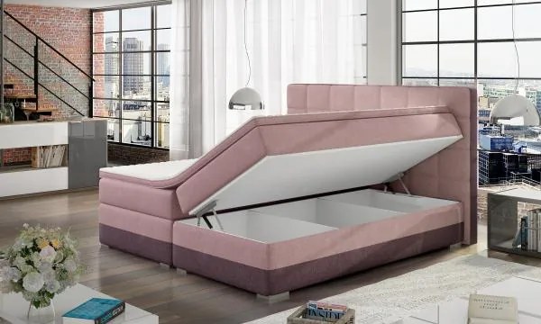 Posteľ Boxspring Damasia 200 x 180, zelená / šedá (látka - 11)