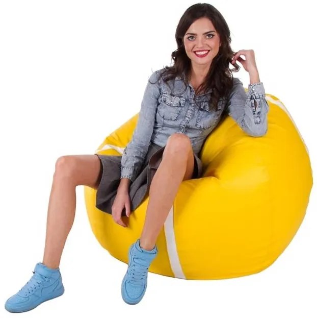 Sedací vak Tenis XXXL (žltá + biela). Akcia -20%. Vlastná spoľahlivá doprava až k Vám domov. 1054541